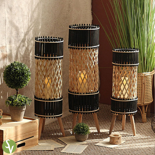 Handwoven Straw Lantern - Boho Home Decor or Outdoor Lighting