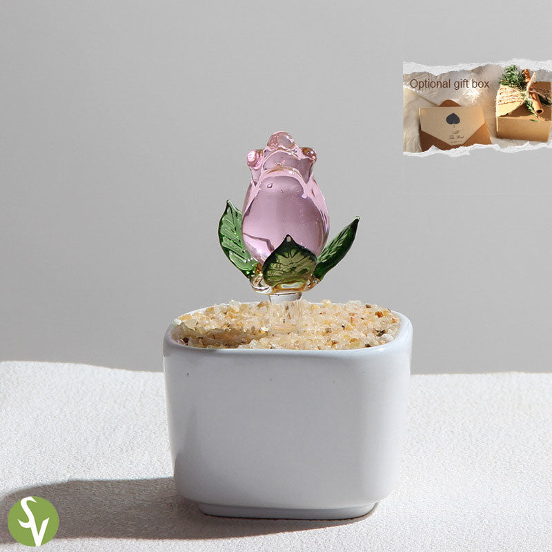 Mini Colorful Glass Plant Set | Versatile Colorful Glass Mini Plant | Gifts Set