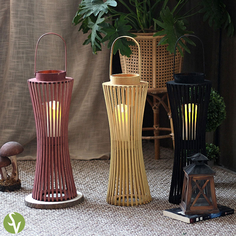 Handwoven Straw Lantern - Boho Home Decor or Outdoor Lighting