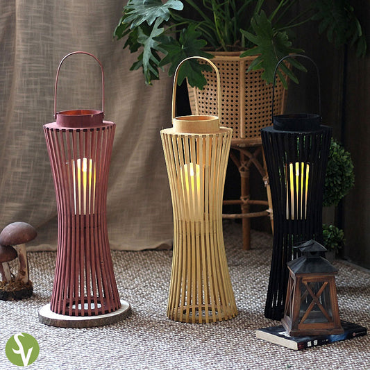 Handwoven Straw Lantern - Boho Home Decor or Outdoor Lighting