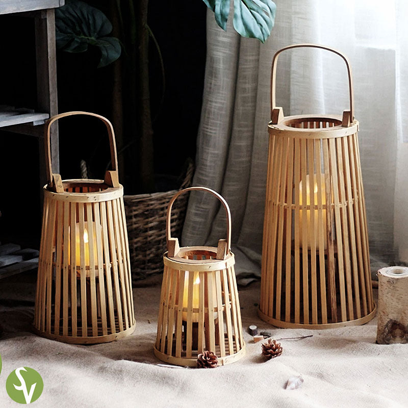 Handwoven Straw Lantern - Boho Home Decor or Outdoor Lighting