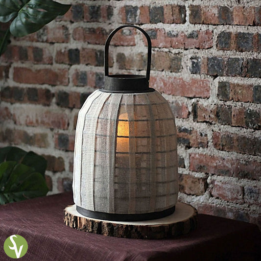 Handwoven Straw Lantern - Boho Home Decor or Outdoor Lighting