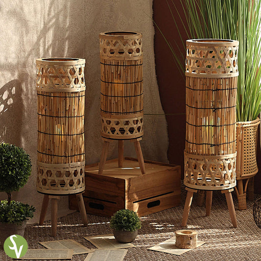 Handwoven Straw Lantern - Boho Home Decor or Outdoor Lighting