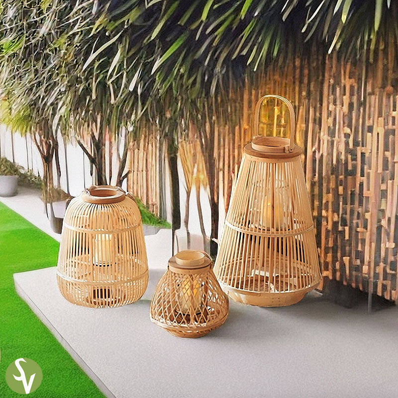 Handwoven Straw Lantern - Boho Home Decor or Outdoor Lighting