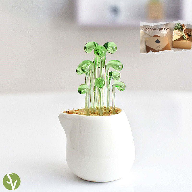 Mini Colorful Glass Plant Set | Versatile Colorful Glass Mini Plant | Gifts Set
