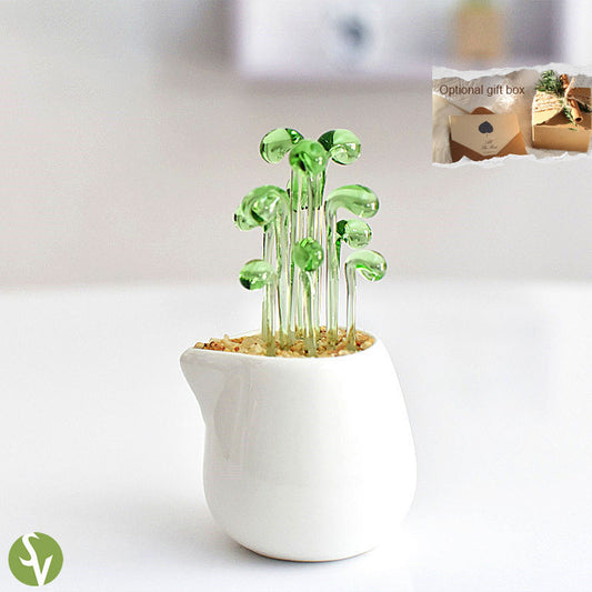 Mini Colorful Glass Plant Set | Versatile Colorful Glass Mini Plant | Gifts Set