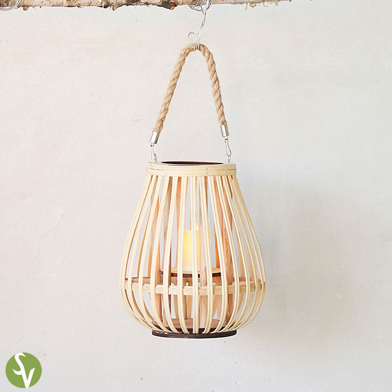 Handwoven Straw Lantern - Boho Home Decor or Outdoor Lighting