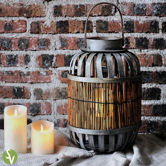 Handwoven Straw Lantern - Boho Home Decor or Outdoor Lighting