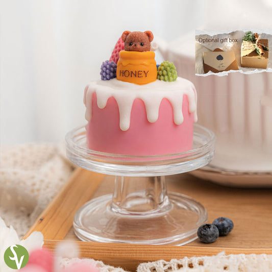 Handmade Food Candle | Gift Idea | "Sweet Wishes" Teddy Bear Cream Cake Aromatherapy Candle Set