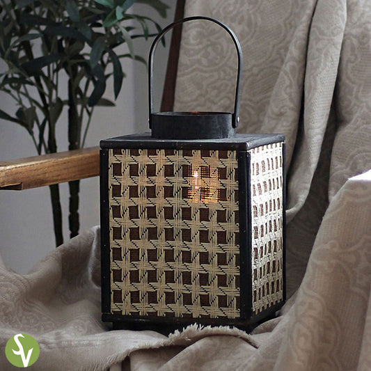 Handwoven Straw Lantern - Boho Home Decor or Outdoor Lighting