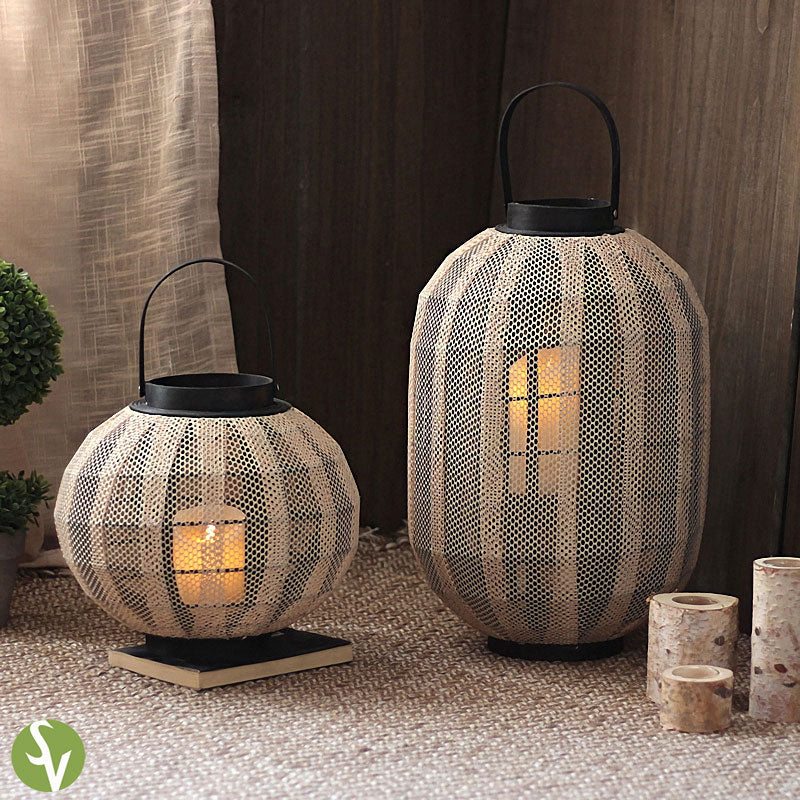 Handwoven Straw Lantern - Boho Home Decor or Outdoor Lighting