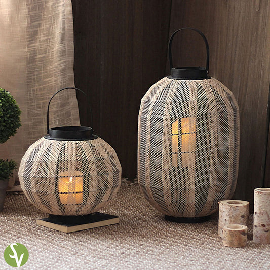 Handwoven Straw Lantern - Boho Home Decor or Outdoor Lighting
