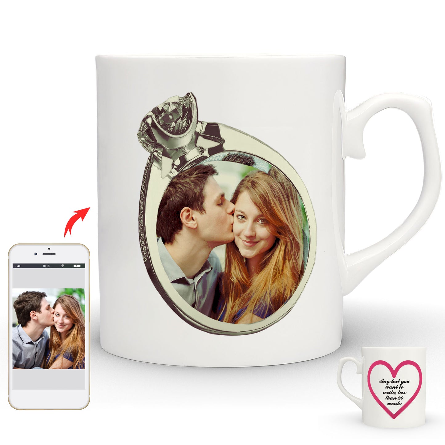 Personalised Mug with Your Picture and Your Message, Custom Mug with Picture Logo Text, Personalised Christmas Birthday Gift for Mum, Dad on Anniversary Weeding Birthday