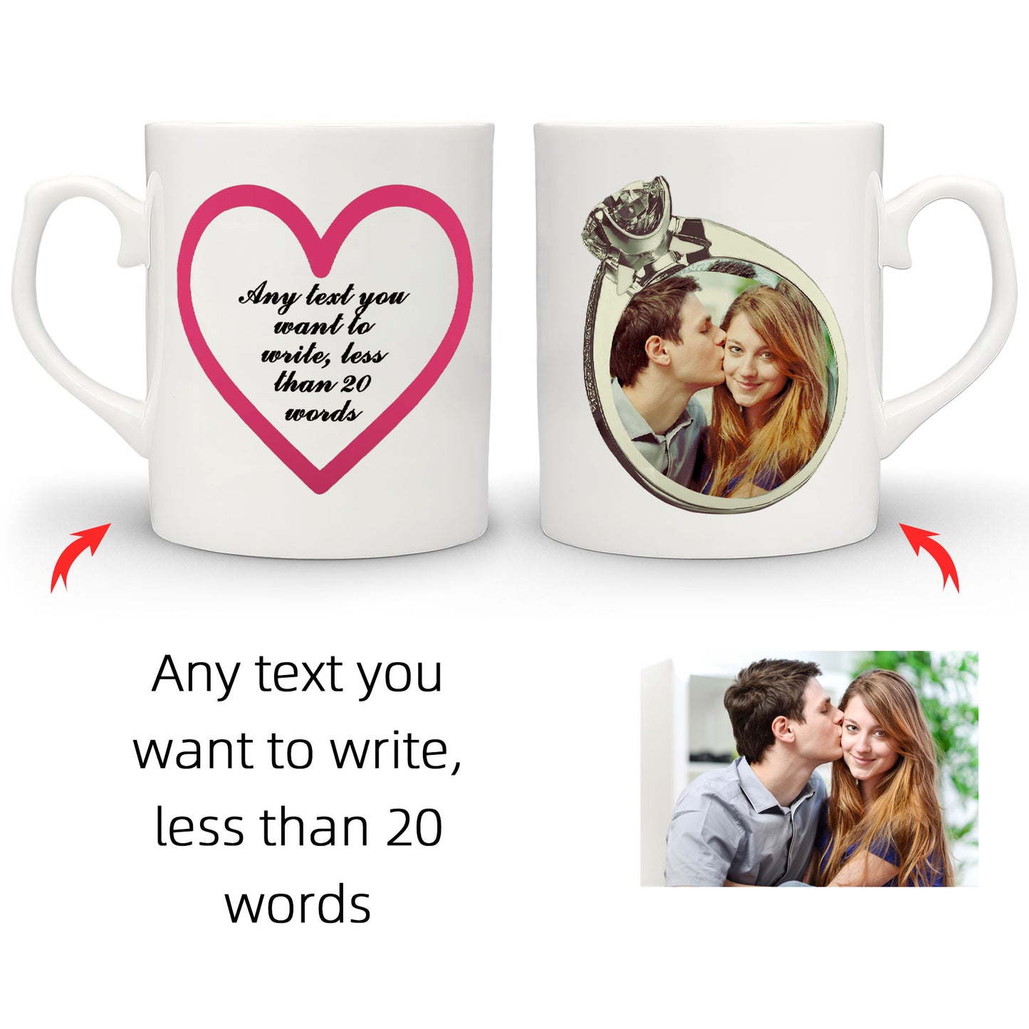 Personalised Mug with Your Picture and Your Message, Custom Mug with Picture Logo Text, Personalised Christmas Birthday Gift for Mum, Dad on Anniversary Weeding Birthday