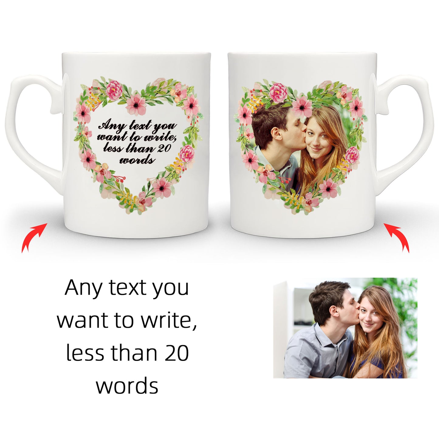 Personalised Mug with Your Picture and Your Message, Custom Mug with Picture Logo Text, Personalised Christmas Birthday Gift for Mum, Dad on Anniversary Weeding Birthday