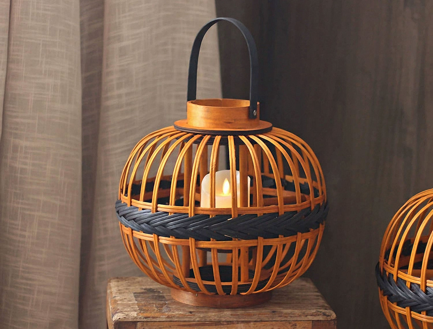 Handwoven Straw Lantern - Boho Home Decor or Outdoor Lighting