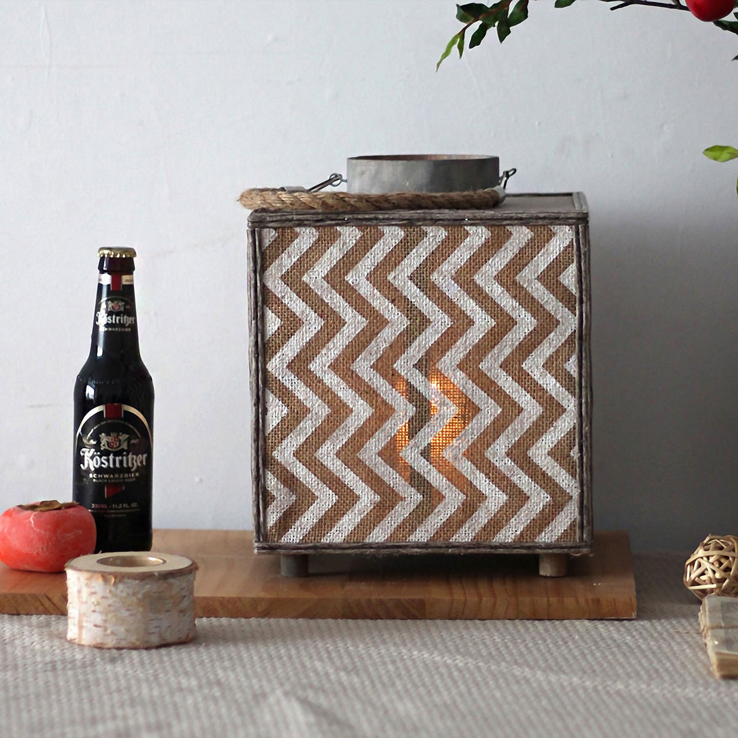 Handwoven Straw Lantern - Boho Home Decor or Outdoor Lighting