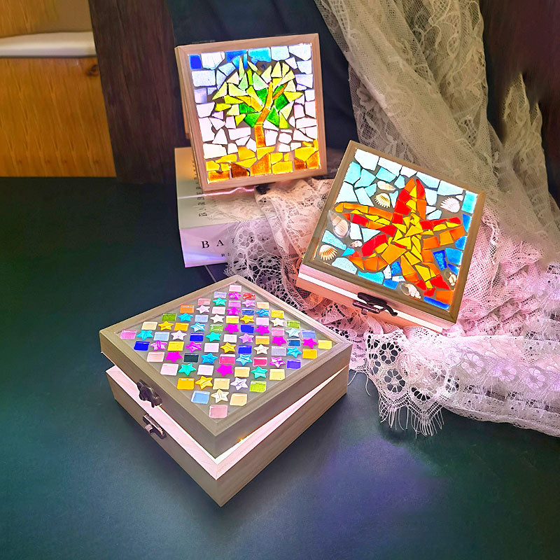 Colorful Mosaic Wooden Storage Box - Children's DIY Craft Kit