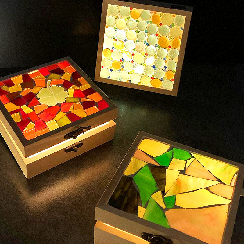 Colorful Mosaic Wooden Storage Box - Children's DIY Craft Kit