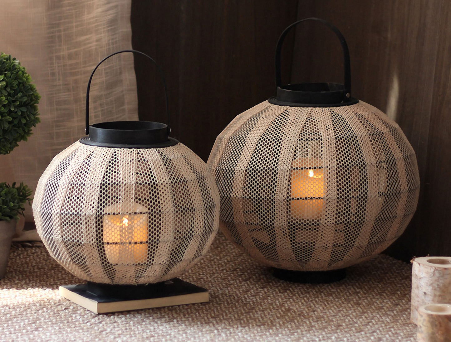 Handwoven Straw Lantern - Boho Home Decor or Outdoor Lighting