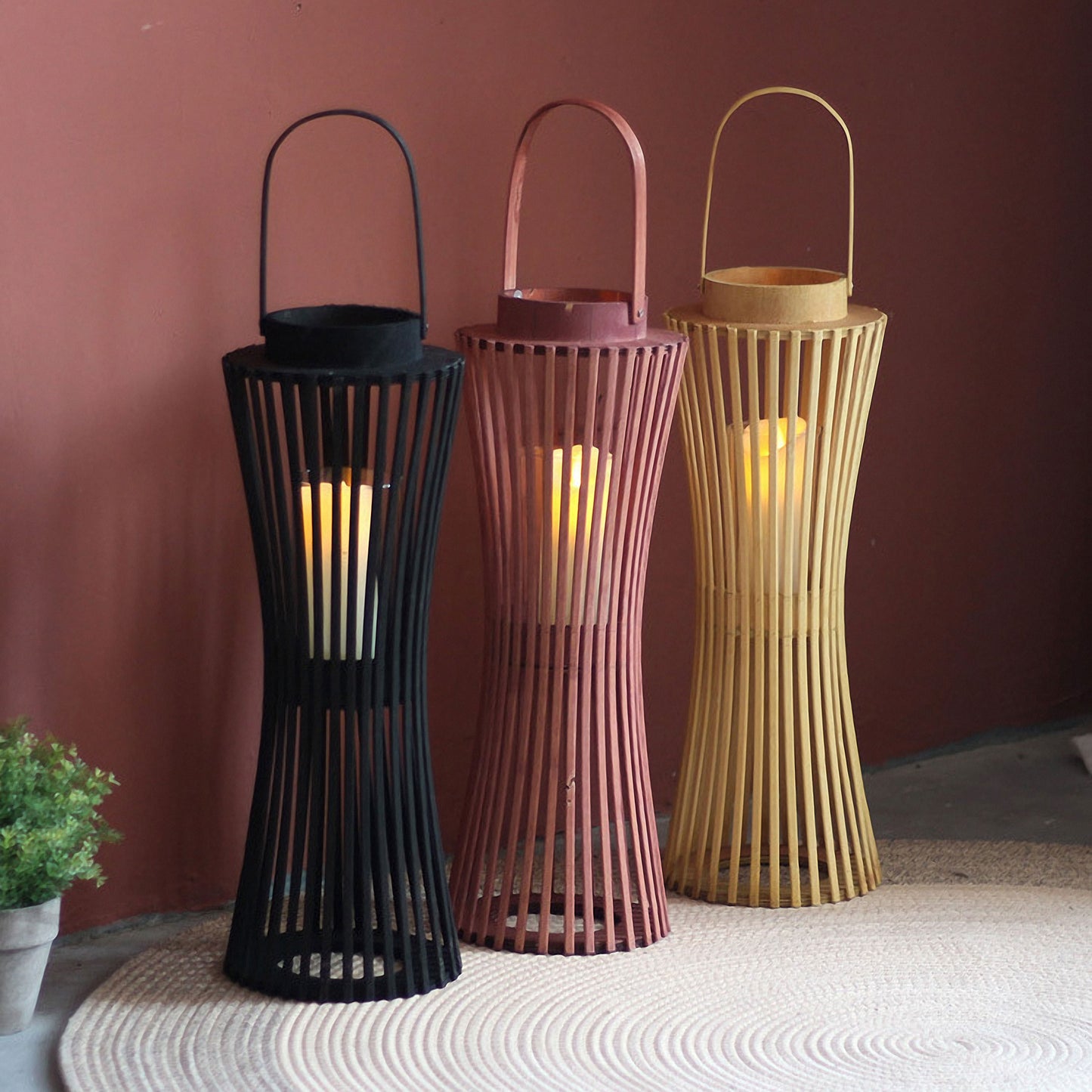 Handwoven Straw Lantern - Boho Home Decor or Outdoor Lighting