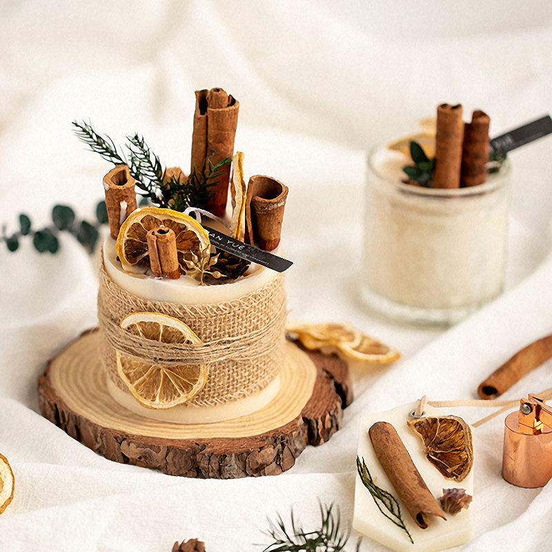 DIY Lemon Cinnamon Pillar Wax Material Kit - Festive Handmade Activity Scented Wax Crafting Set