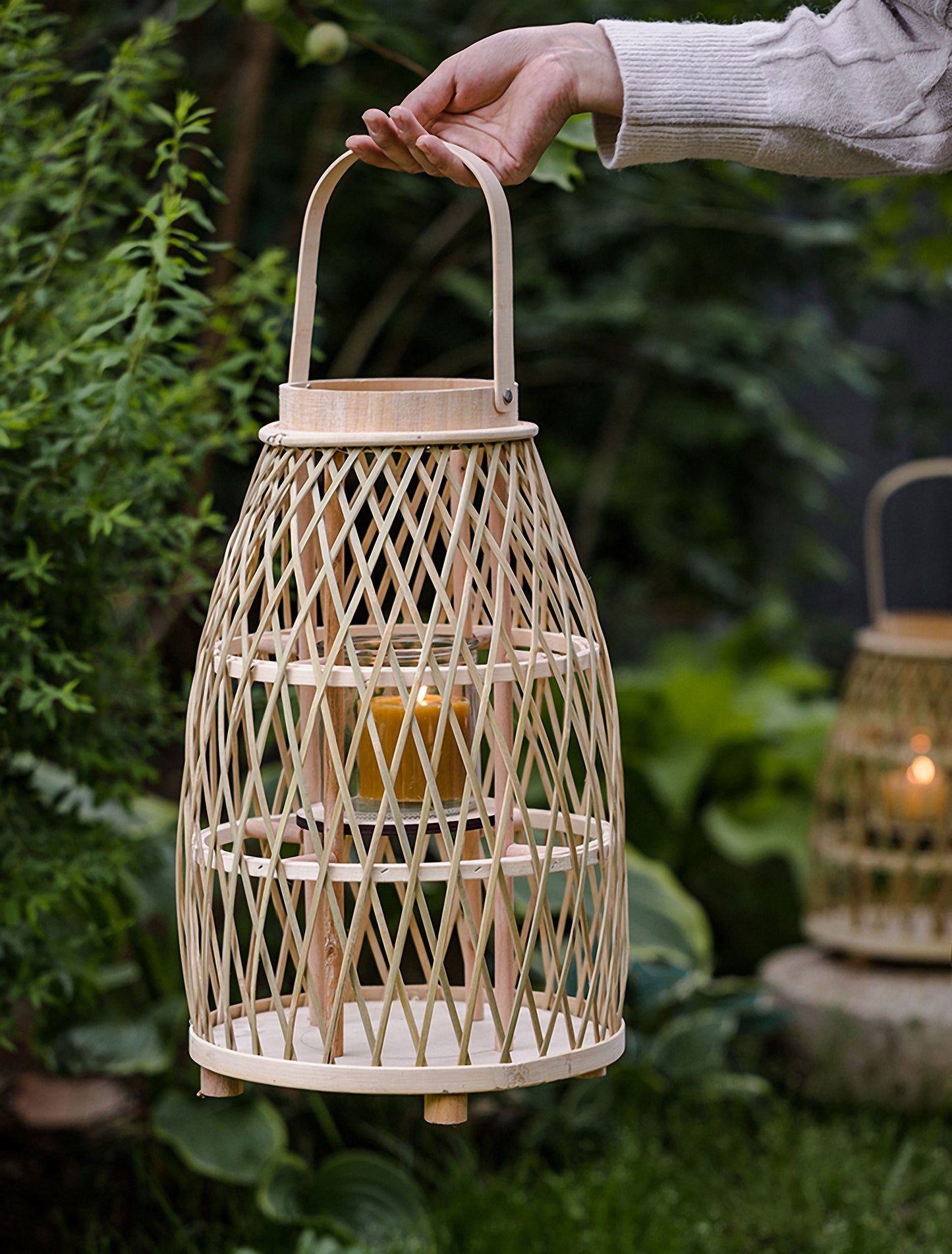 Handwoven Straw Lantern - Boho Home Decor or Outdoor Lighting