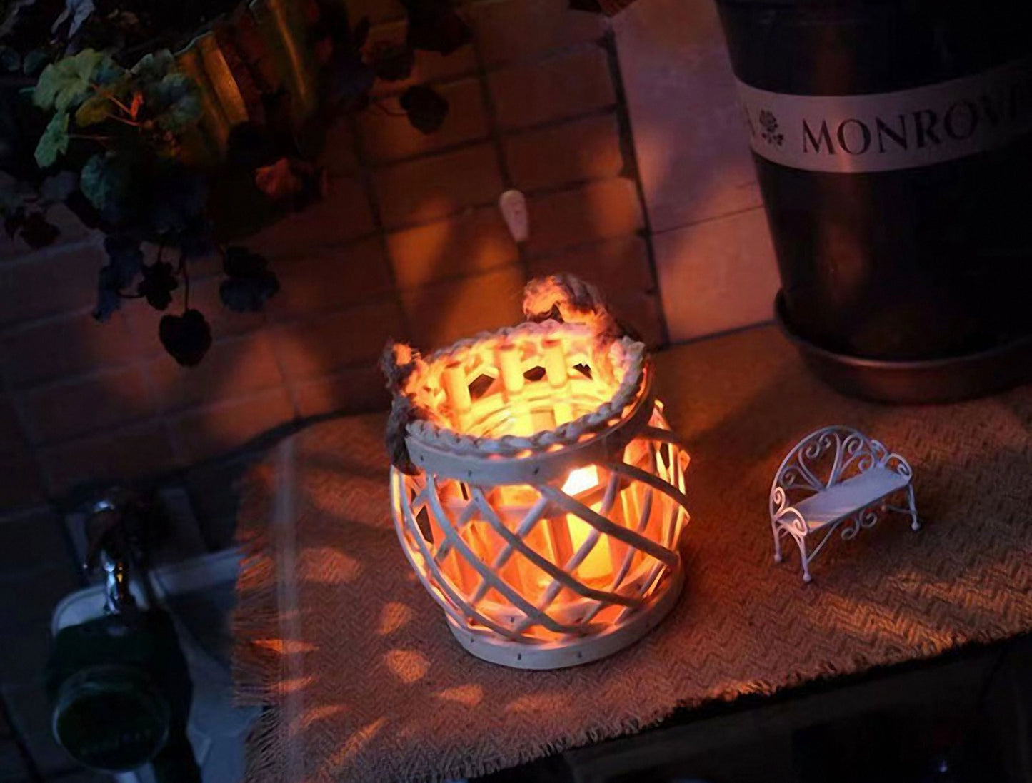 Handwoven Straw Lantern - Boho Home Decor or Outdoor Lighting