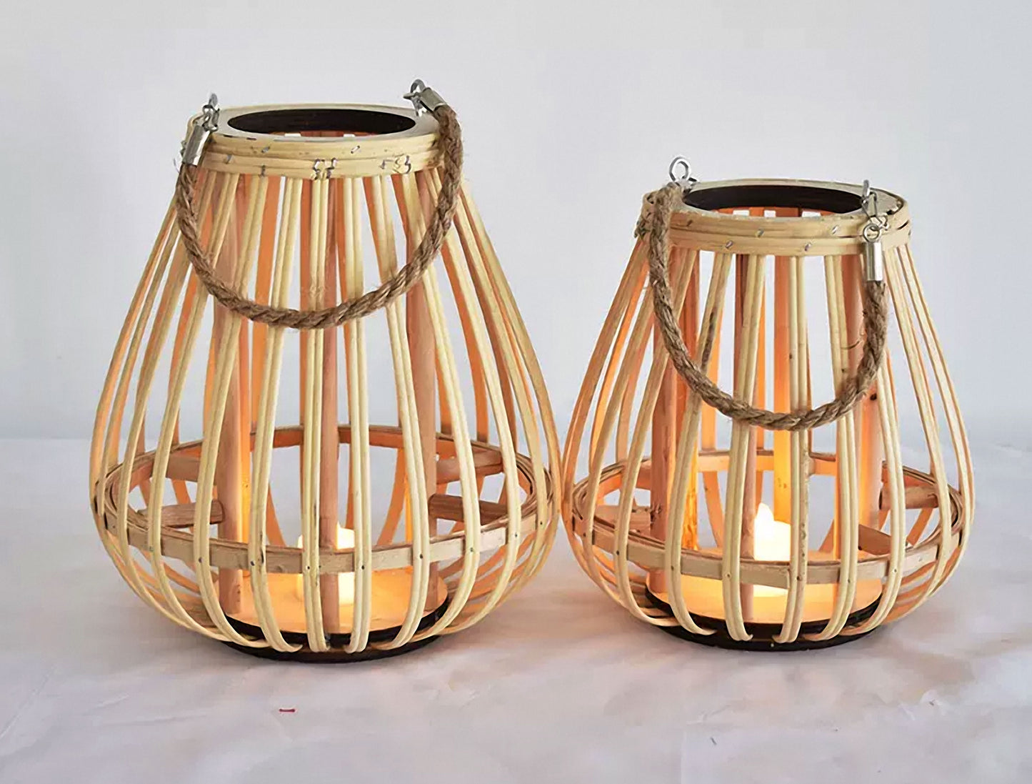 Handwoven Straw Lantern - Boho Home Decor or Outdoor Lighting
