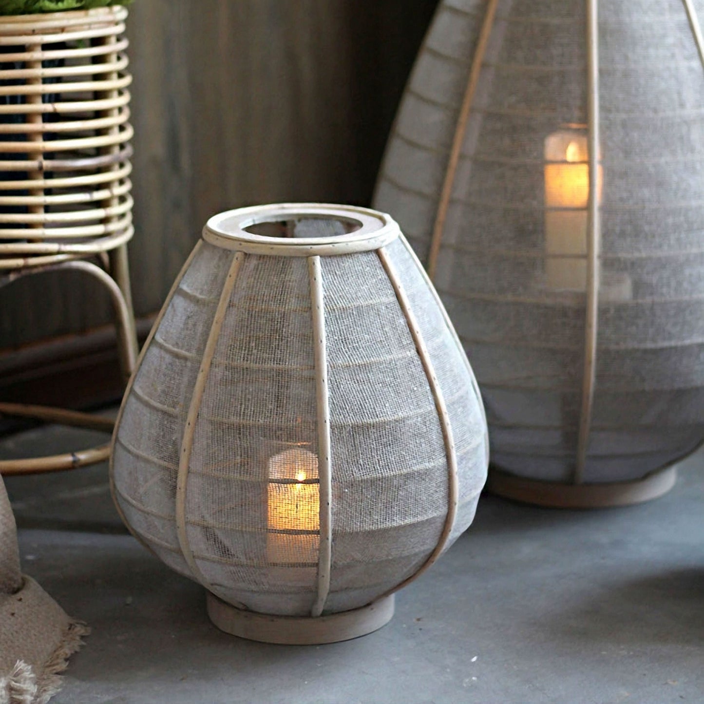 Handwoven Straw Lantern - Boho Home Decor or Outdoor Lighting