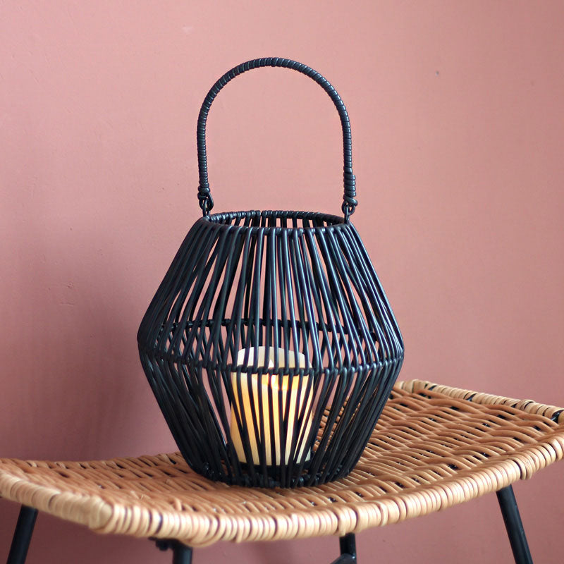 Handwoven Straw Lantern - Boho Home Decor or Outdoor Lighting