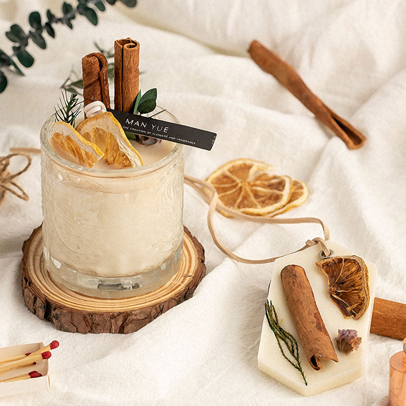 DIY Lemon Cinnamon Pillar Wax Material Kit - Festive Handmade Activity Scented Wax Crafting Set