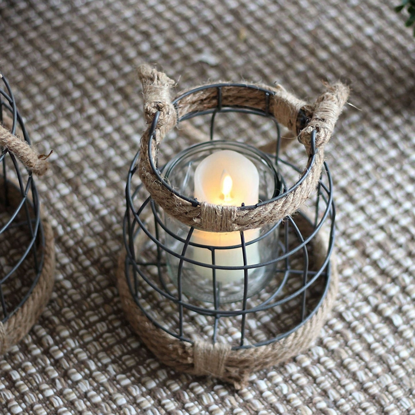 Handwoven Straw Lantern - Boho Home Decor or Outdoor Lighting