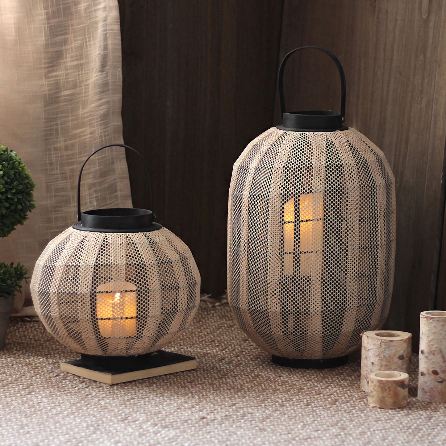 Handwoven Straw Lantern - Boho Home Decor or Outdoor Lighting