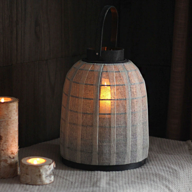 Handwoven Straw Lantern - Boho Home Decor or Outdoor Lighting
