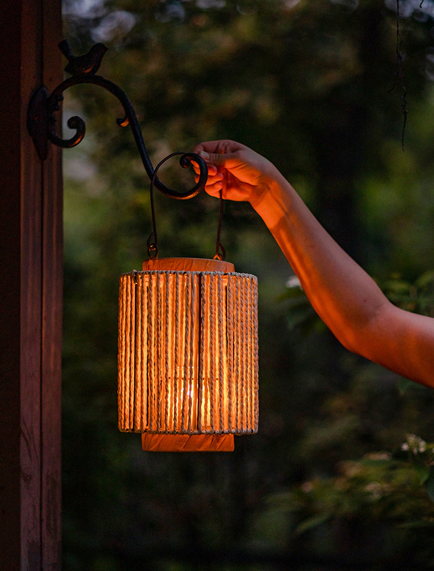 Handwoven Straw Lantern - Boho Home Decor or Outdoor Lighting