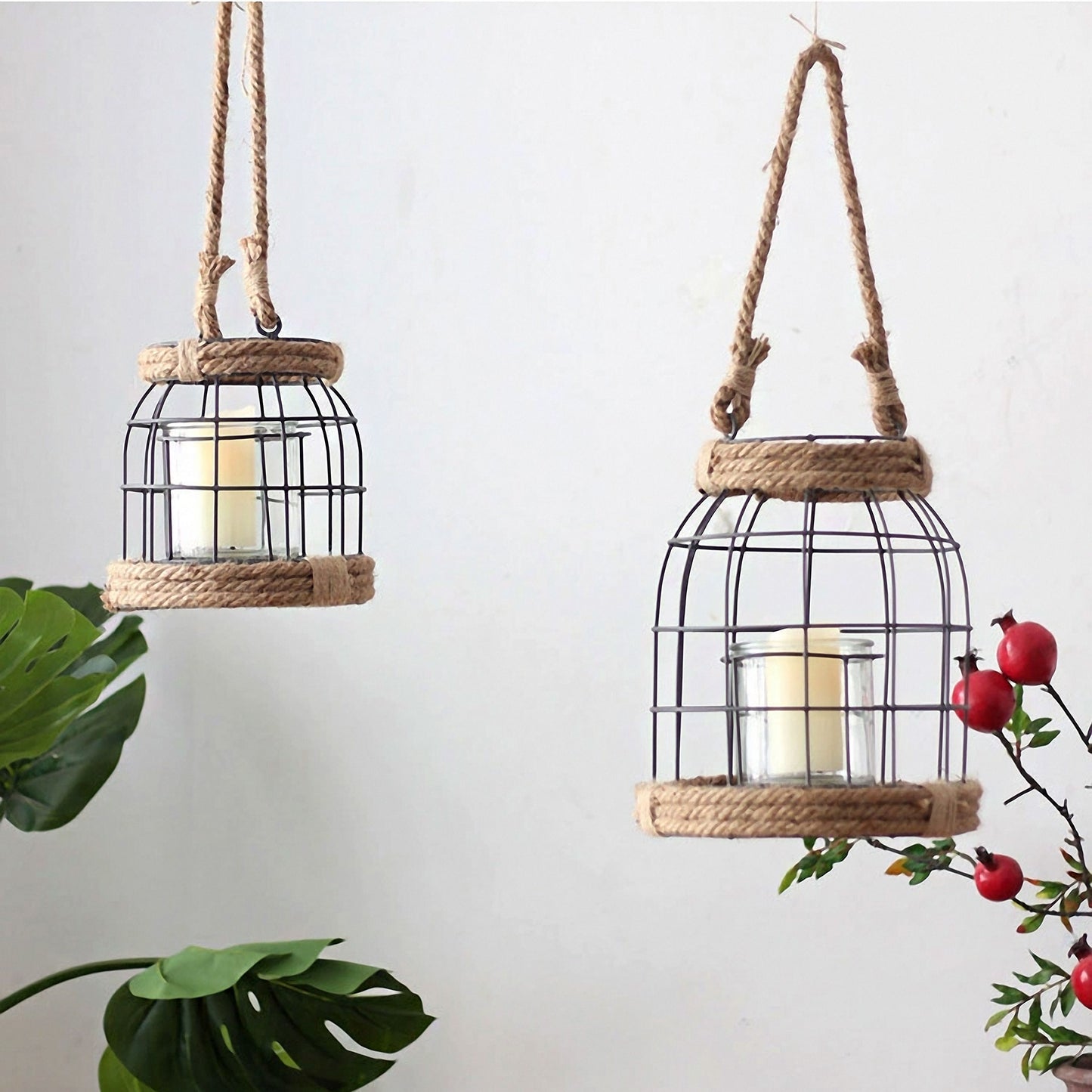 Handwoven Straw Lantern - Boho Home Decor or Outdoor Lighting