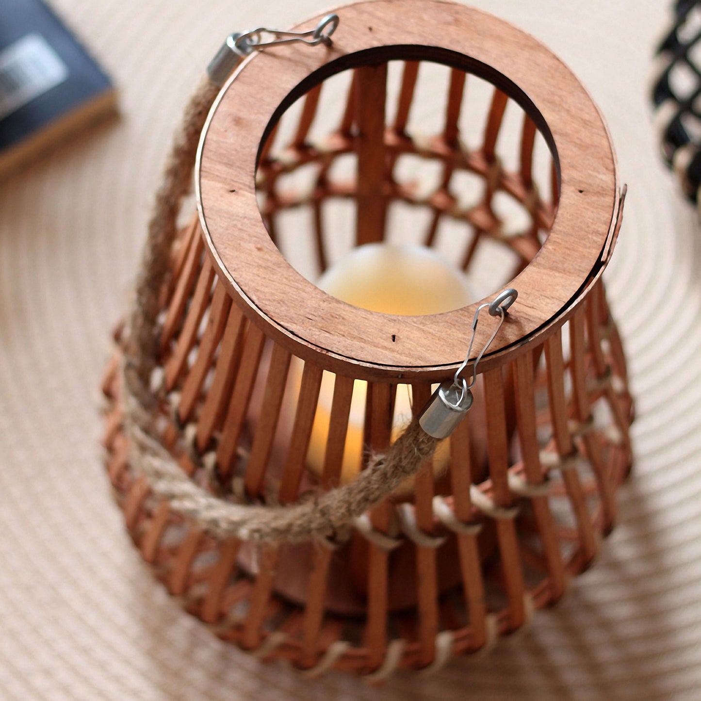 Handwoven Straw Lantern - Boho Home Decor or Outdoor Lighting