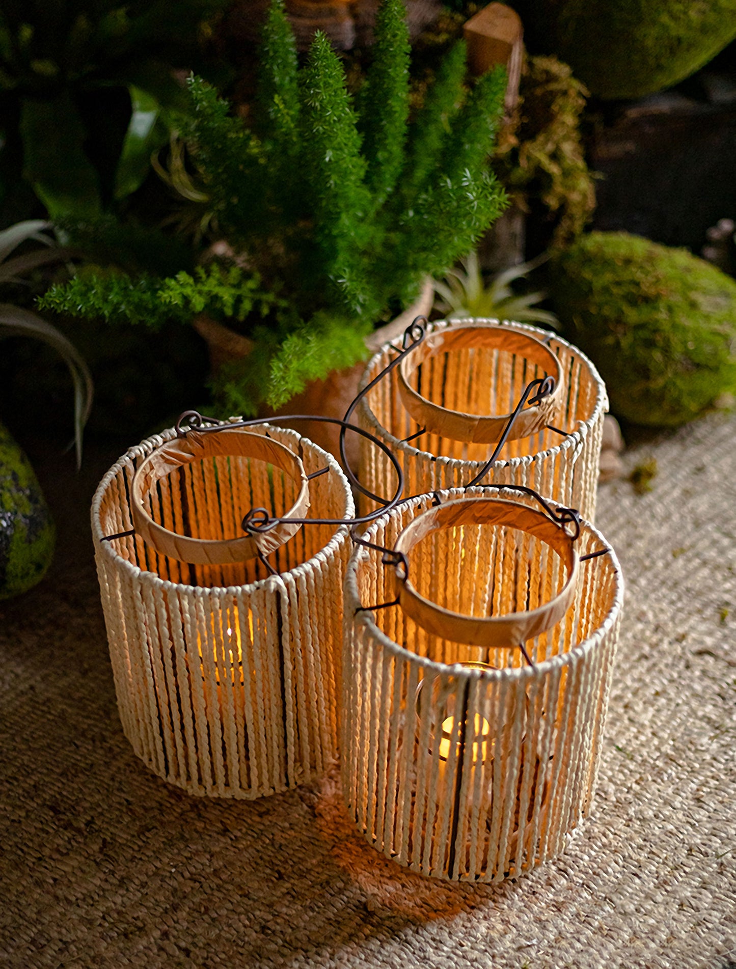 Handwoven Straw Lantern - Boho Home Decor or Outdoor Lighting