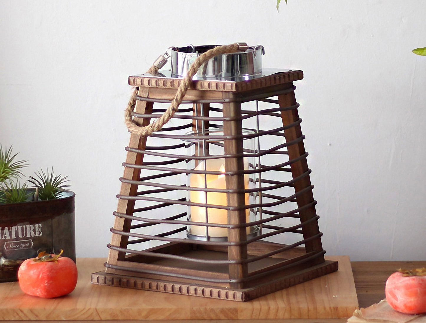 Handwoven Straw Lantern - Boho Home Decor or Outdoor Lighting