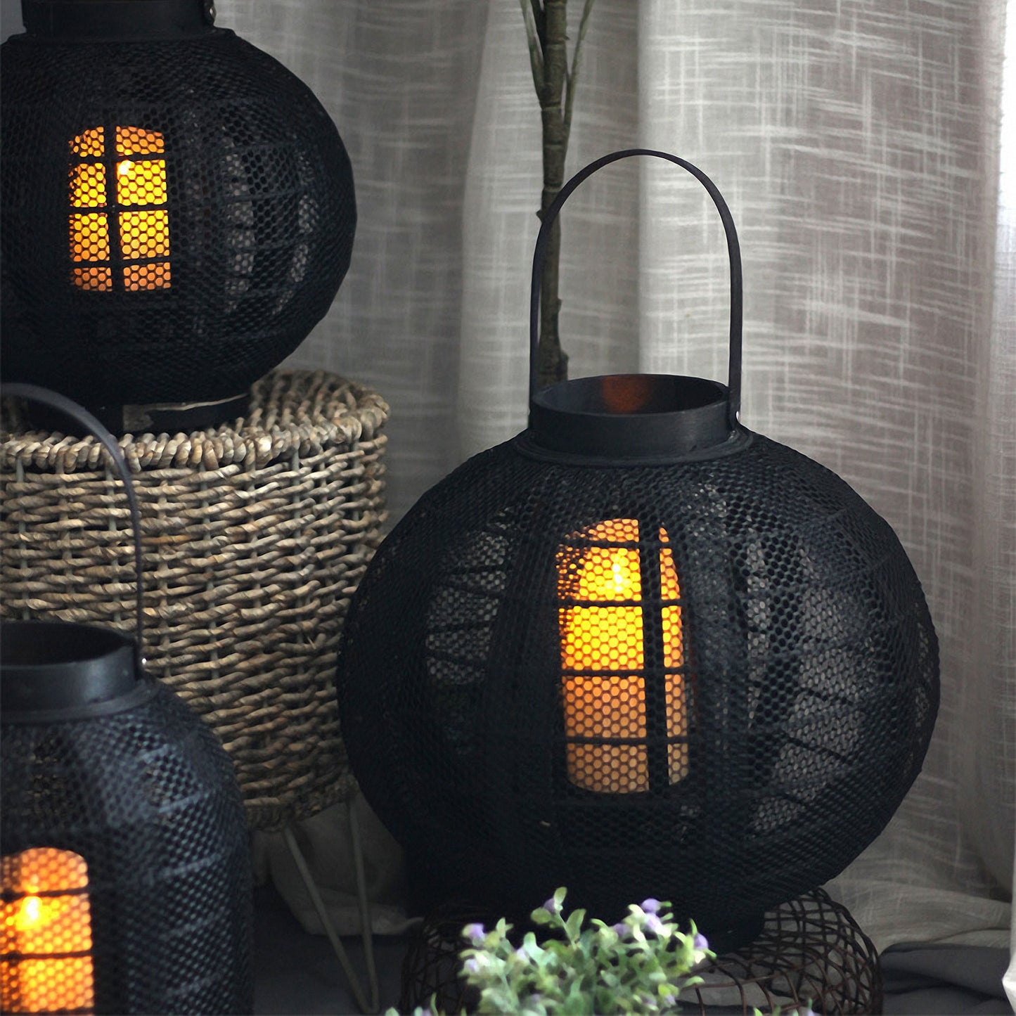 Handwoven Straw Lantern - Boho Home Decor or Outdoor Lighting