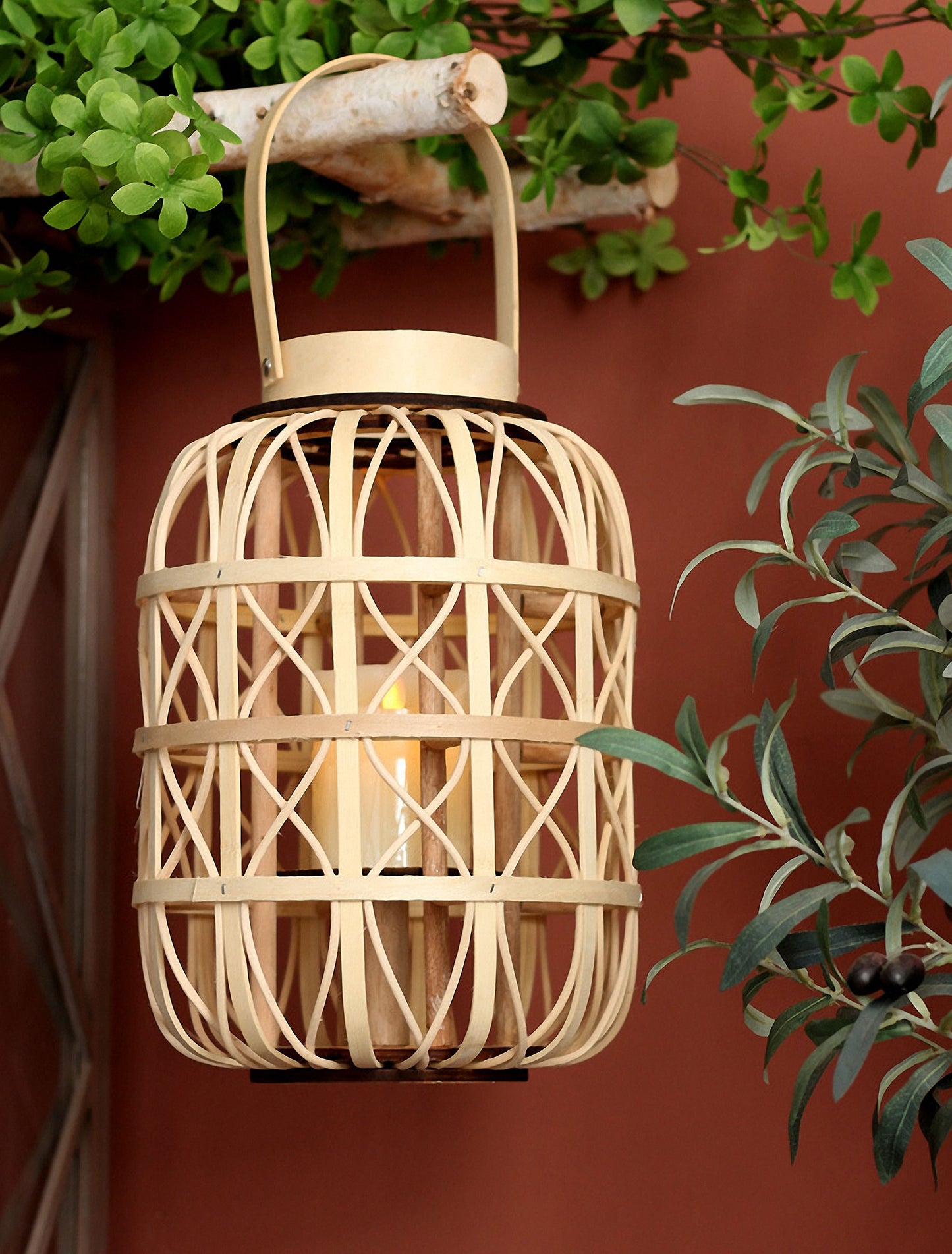 Handwoven Straw Lantern - Boho Home Decor or Outdoor Lighting