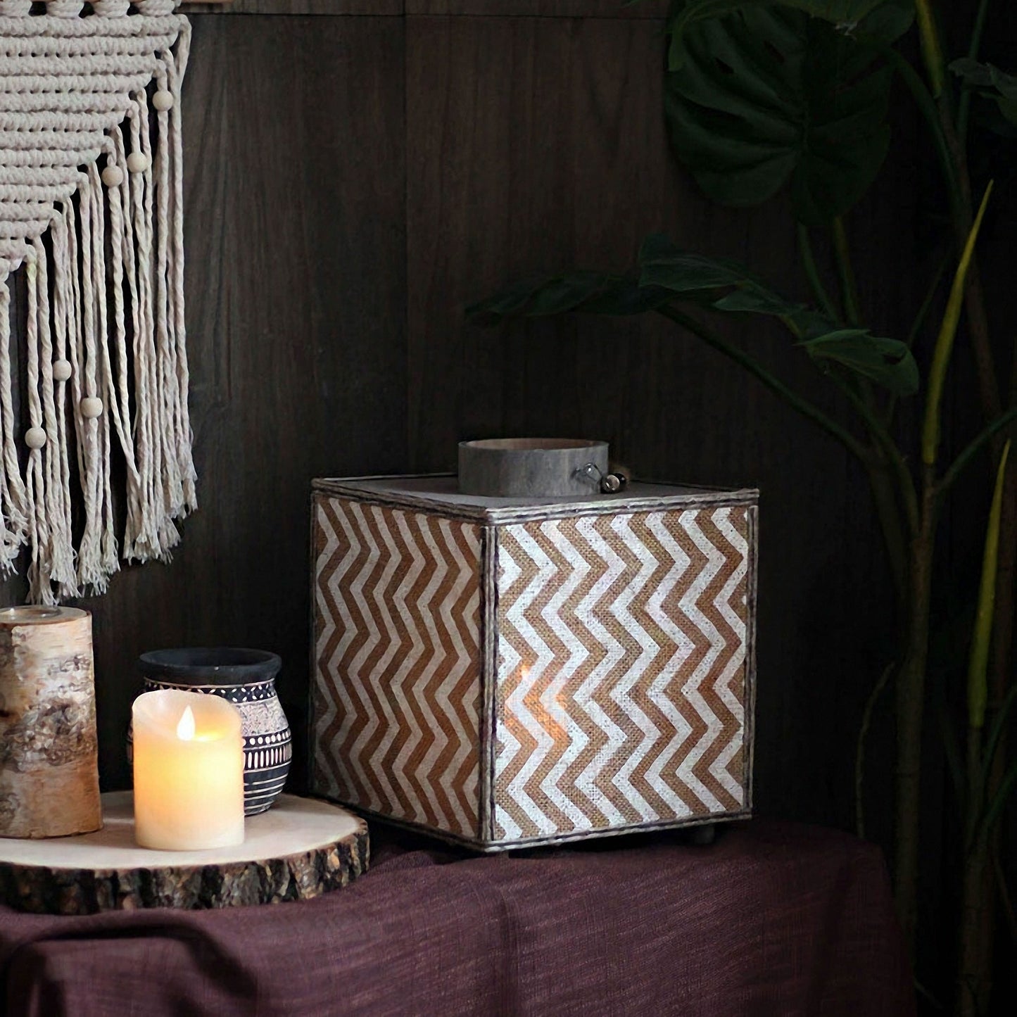 Handwoven Straw Lantern - Boho Home Decor or Outdoor Lighting