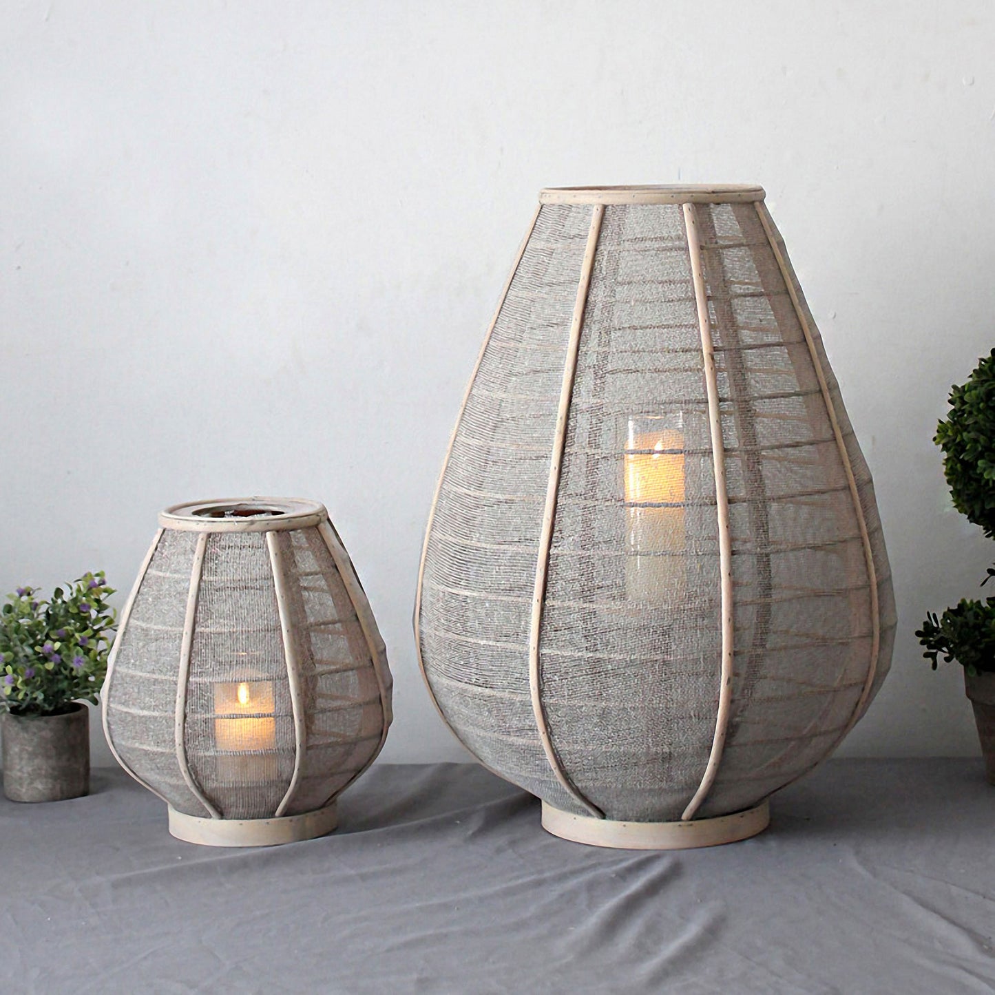 Handwoven Straw Lantern - Boho Home Decor or Outdoor Lighting