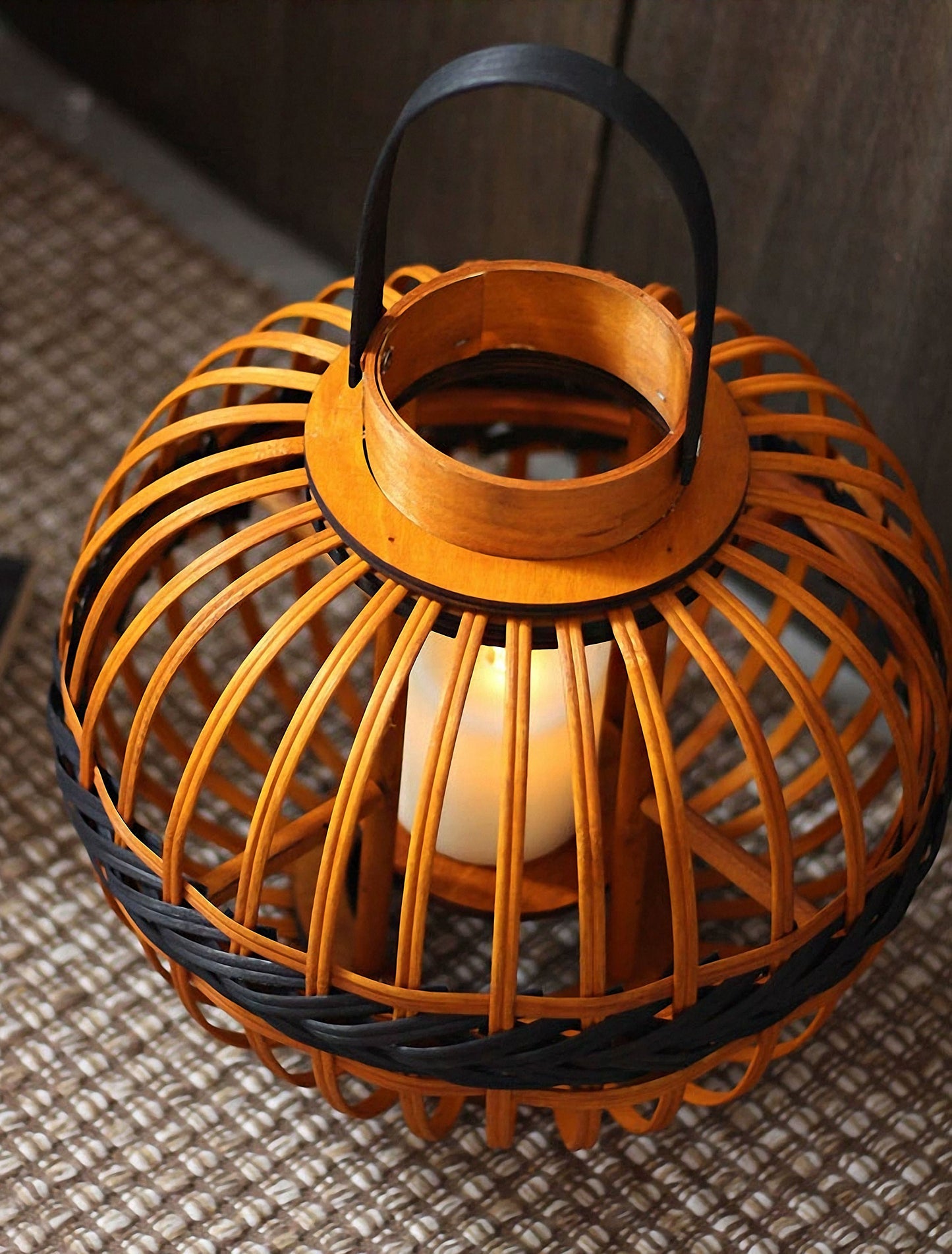 Handwoven Straw Lantern - Boho Home Decor or Outdoor Lighting