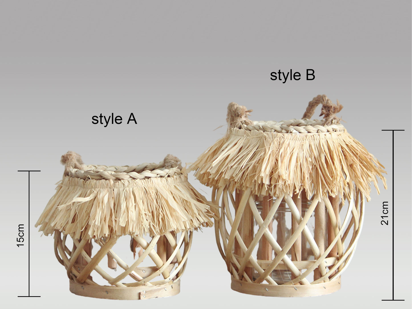 Handwoven Straw Lantern - Boho Home Decor or Outdoor Lighting