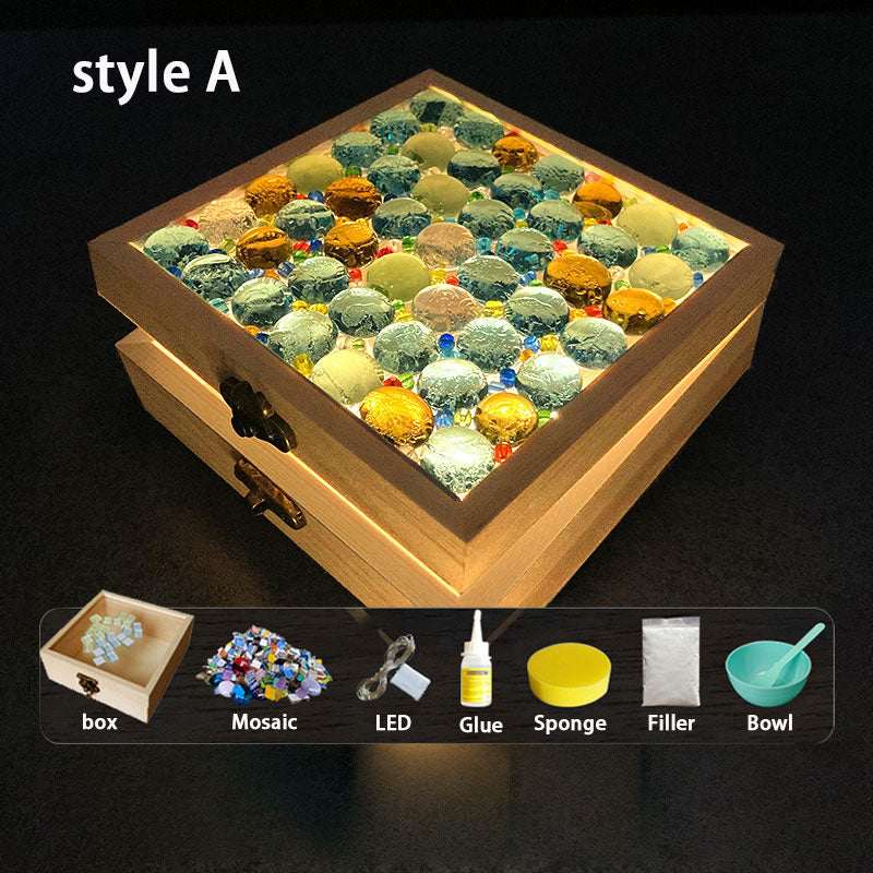 Colorful Mosaic Wooden Storage Box - Children's DIY Craft Kit