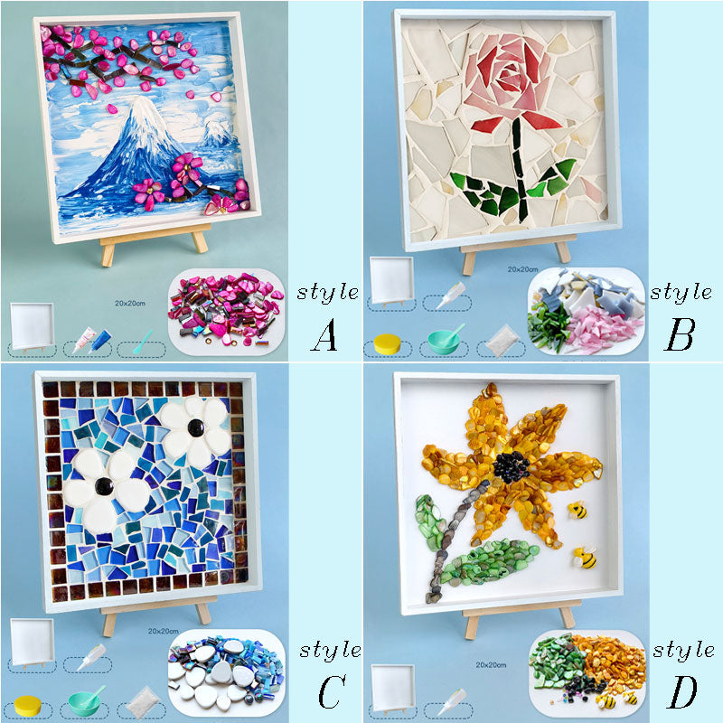 Fragmented flower Mosaic Art DIY Kit Mosaic Tray Fun crafting activity