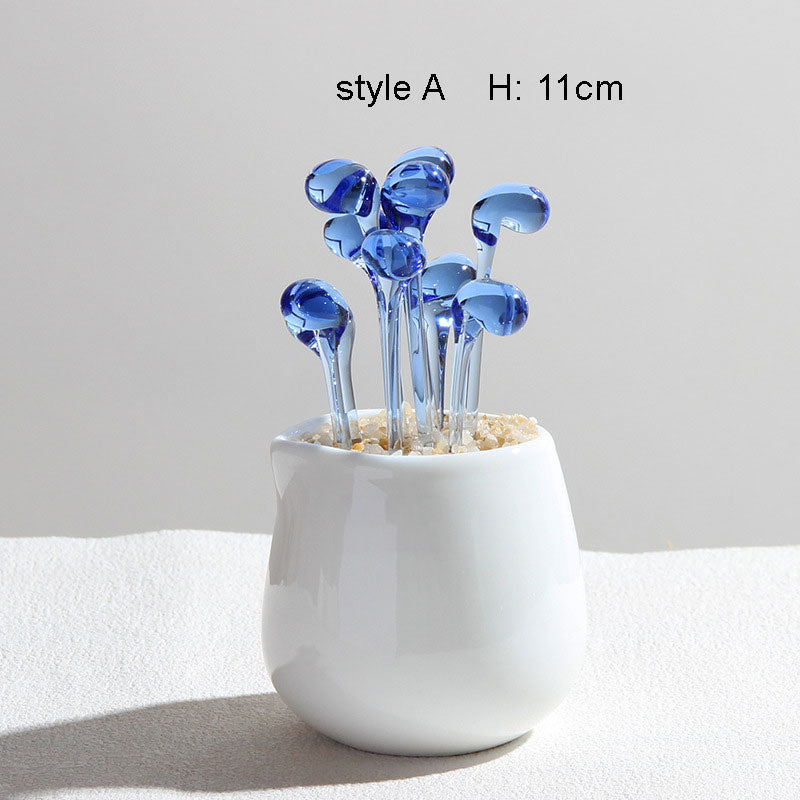 Mini Colorful Glass Plant Set | Versatile Colorful Glass Mini Plant | Gifts Set