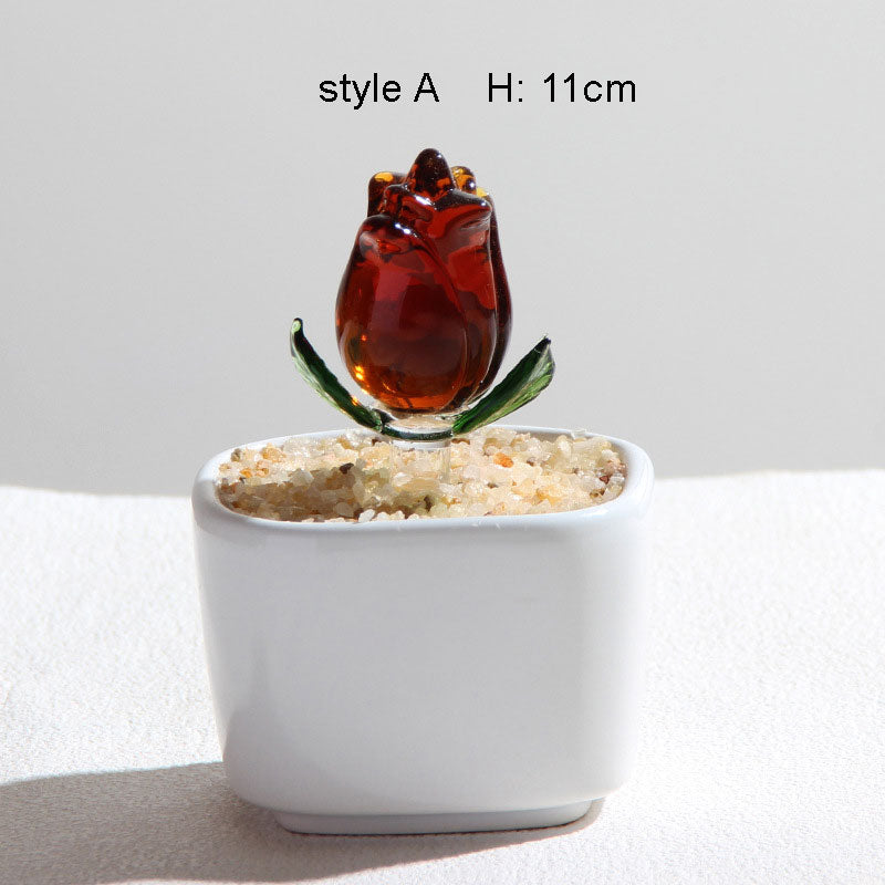 Mini Colorful Glass Plant Set | Versatile Colorful Glass Mini Plant | Gifts Set